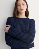 Open-Knit Crew in Elevated Cotton | Navy