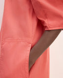 The Short-Sleeve Puff Midi Dress | Coral