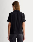 The Notch Shirt in Washable Silk | Black