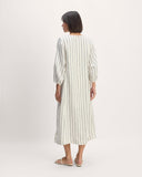 The Linen A-Line Midi Dress | Bone/Navy