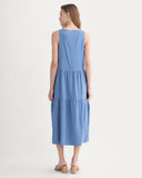 The Tiered Dress in Stretch Linen | Bluebell