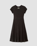 The Rib-Knit Cap-Sleeve Midi Dress | Black