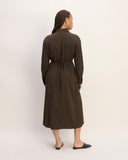 The Mini Jacquard Stripe Shirt Dress | Cocoa / Black