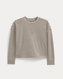 Oversized Boxy Crew in Essential Cotton | Bone / Pirate Black Stripe