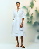 The Lace Trim Caftan Dress | White