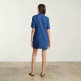 The Linen Workwear Dress | Deep Blue