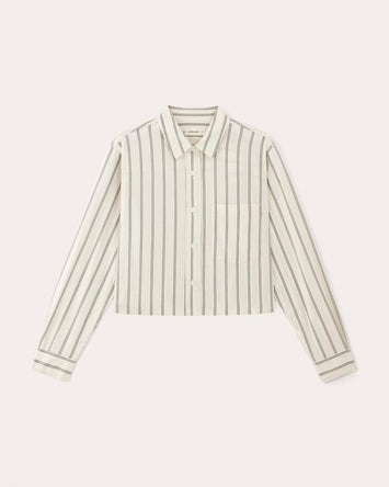 The Way-Short Shirt in Silky Cotton | Bone / Black