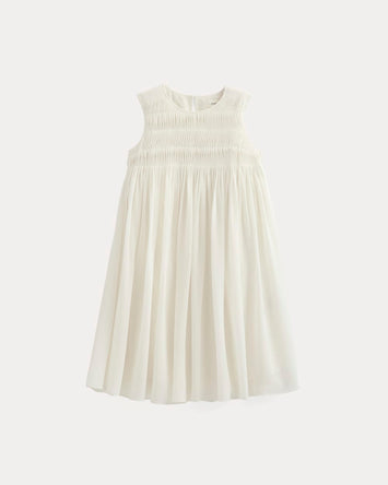 Twisted Pleated Mini Dress in Silk Georgette | Bone