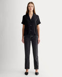 The Notch Shirt in Washable Silk | Black