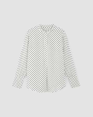 The Hammered Satin Popover Shirt | Bone / Black Polka Dot