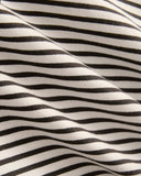 Oversized Boxy Crew in Essential Cotton | Bone / Pirate Black Stripe