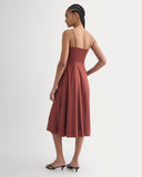Tie-Neck Dress in Stretch Linen | Henna Red