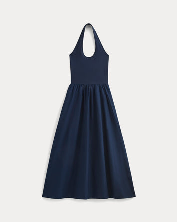 Halter Dress in Ultrasoft Cotton | Navy