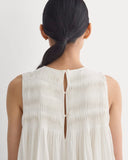 Twisted Pleated Mini Dress in Silk Georgette | Bone