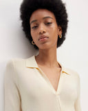 The Viscose Knit Polo Midi Dress | Beige