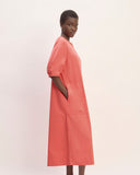 The Short-Sleeve Puff Midi Dress | Coral