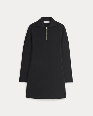 Knit Quarter-Zip Polo Dress | Black