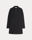 Knit Quarter-Zip Polo Dress | Black