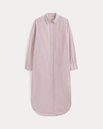 Midi Shirtdress in Ultrasoft Cotton | Burnished Lilac/Gardenia