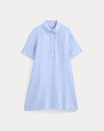 Mini Popover Shirtdress in Linen | Light Blue