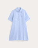 Mini Popover Shirtdress in Linen | Light Blue