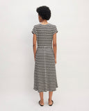 The Rib-Knit Cap-Sleeve Midi Dress | Bone / Black
