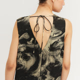 The Satin V-Neck Maxi Dress | Pale Yellow / Black