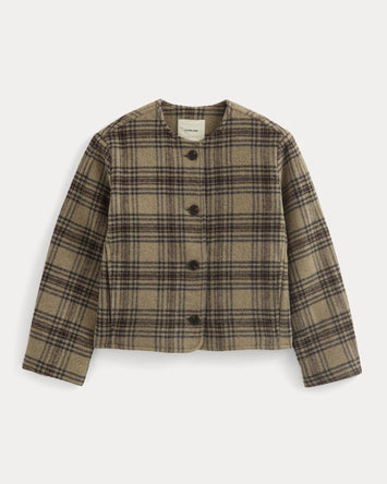 The Cocoon Coat in Wool | Chocolate Plum/Heather Charcoal
